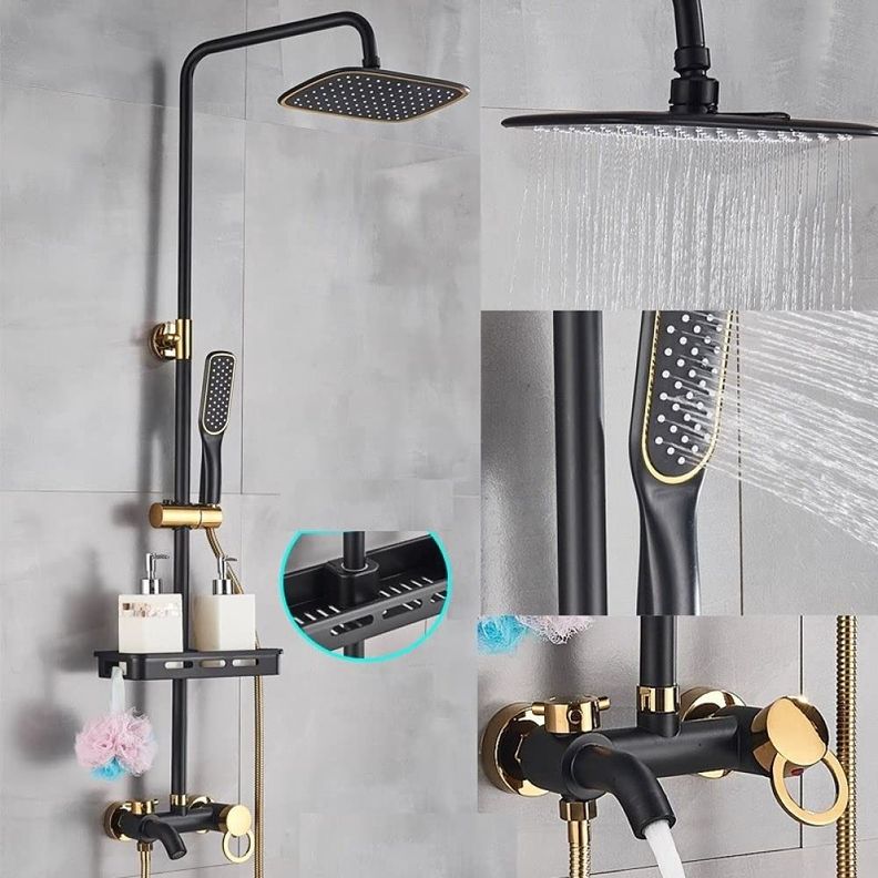 Columna Ducha Baño Moderno Contemporáneo Negro Dorado Jhn-5