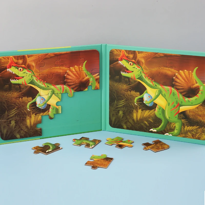 Set 3 Juguete Puzzle Rompecabeza Dinosurio Iman Niños Lau-0