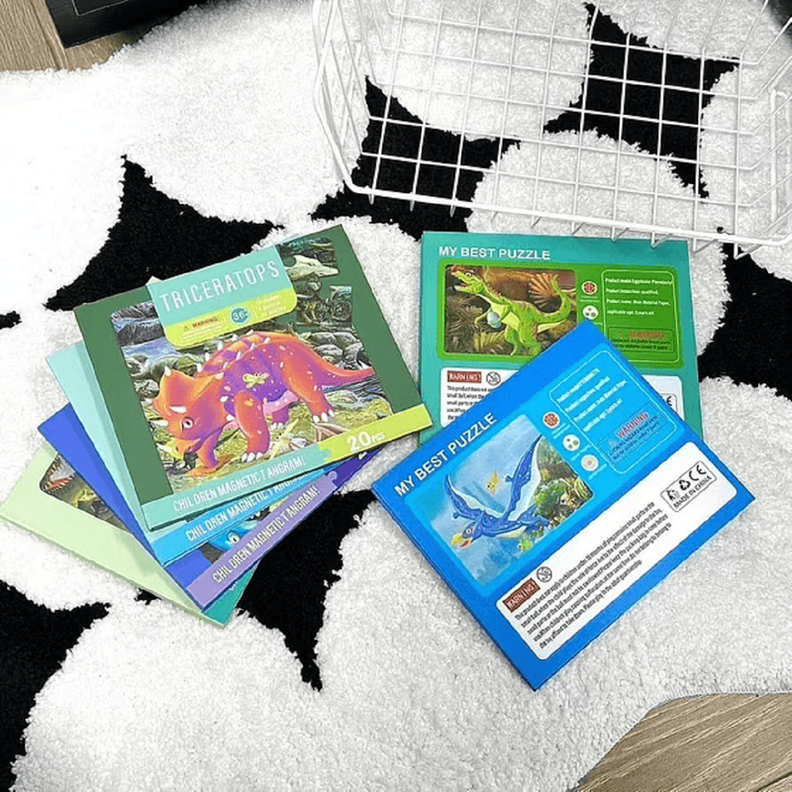 Set 3 Juguete Puzzle Rompecabeza Dinosurio Iman Niños Lau-7