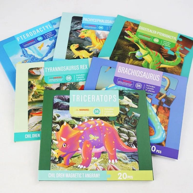 Set 3 Juguete Puzzle Rompecabeza Dinosurio Iman Niños Lau-8