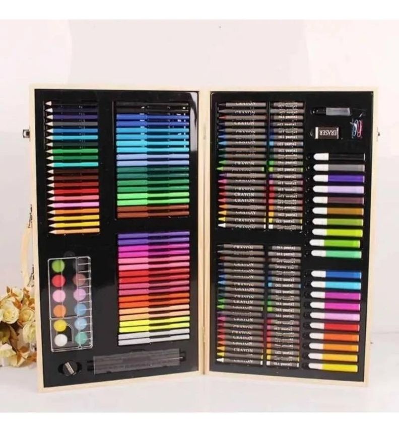 Kit Dibujo Lápices Crayones Pintura Accesorio 180 Piezas Jhn-8