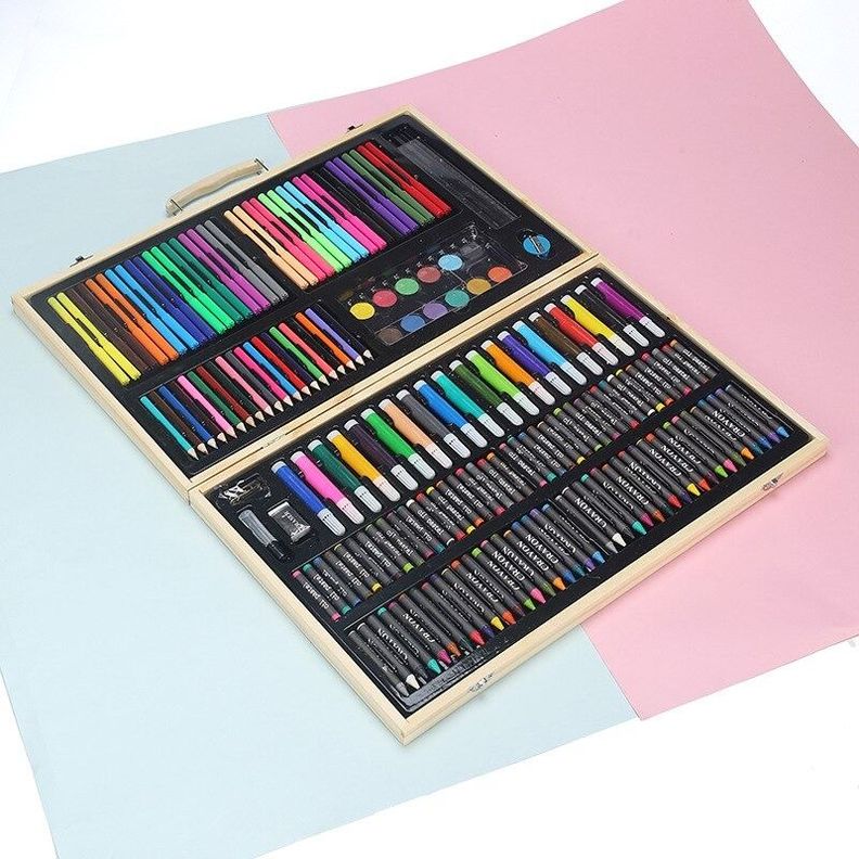 Kit Dibujo Lápices Crayones Pintura Accesorio 180 Piezas Jhn-9