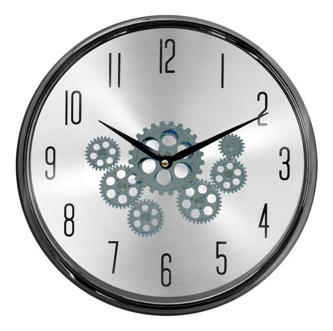 Reloj Pared Mecanismo Giratorio Estilo Industrial Gris Jhn-0