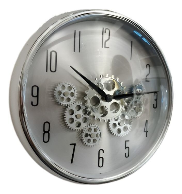 Reloj Pared Mecanismo Giratorio Estilo Industrial Gris Jhn-1