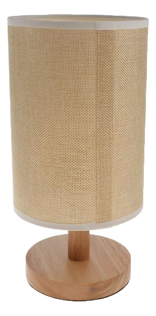 Lámpara Mesa Decorativa Madera Redonda Marrón Claro Jhn-0