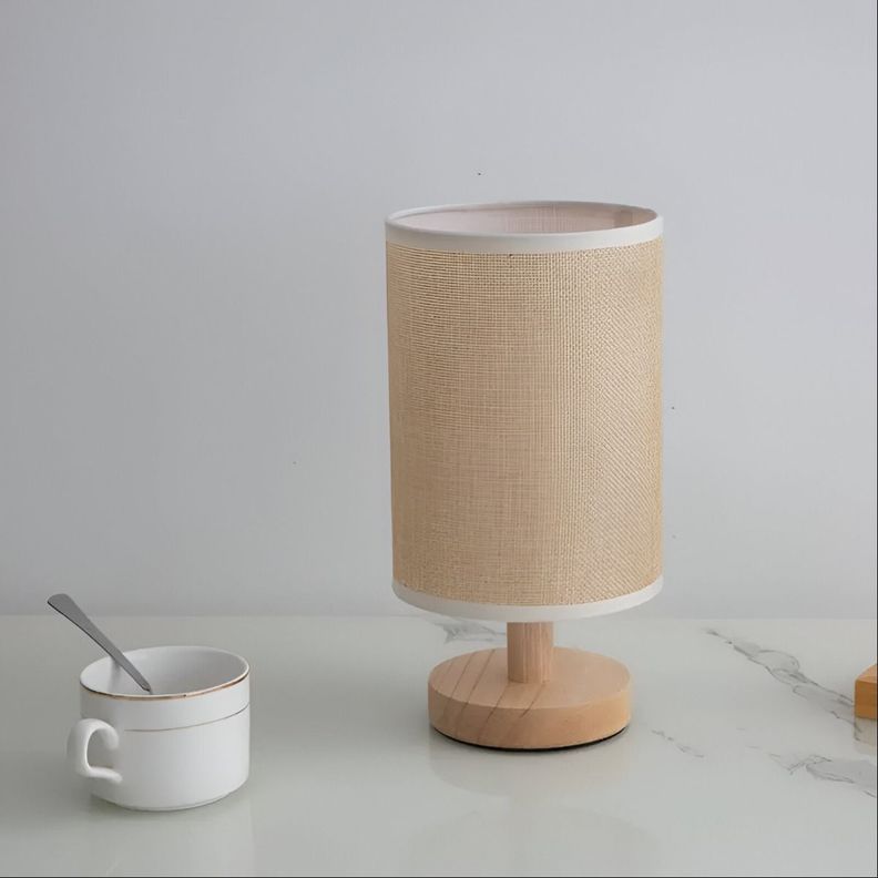 Lámpara Mesa Decorativa Madera Redonda Marrón Claro Jhn-1