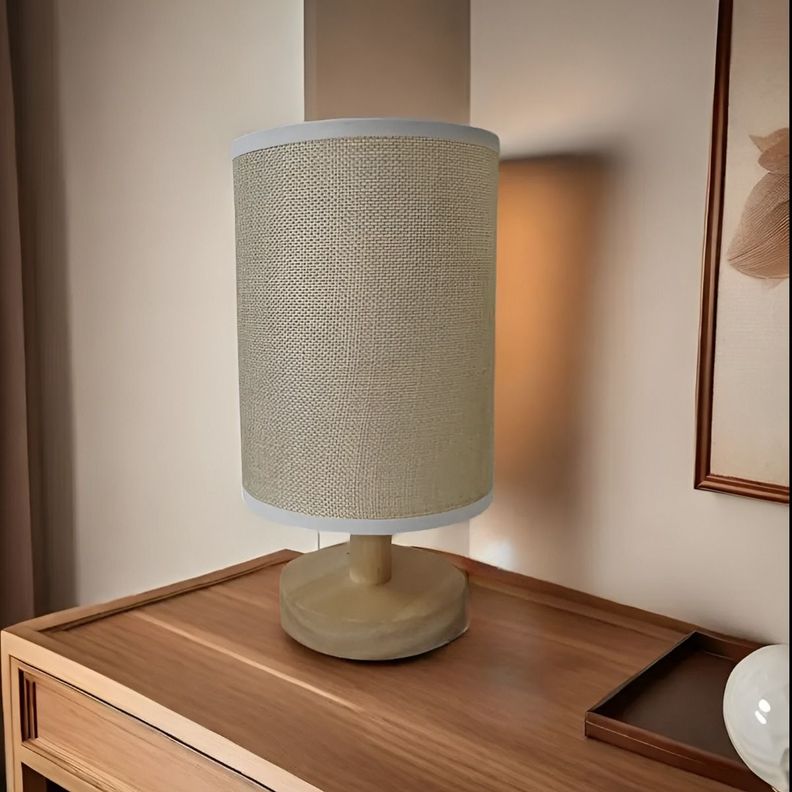 Lámpara Mesa Decorativa Madera Redonda Marrón Claro Jhn-3