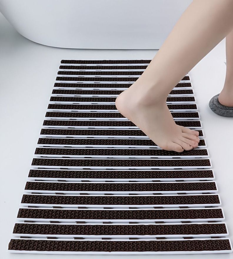 Alfombra Baño Ducha Plegable Antideslizante Marrón Jhn-2