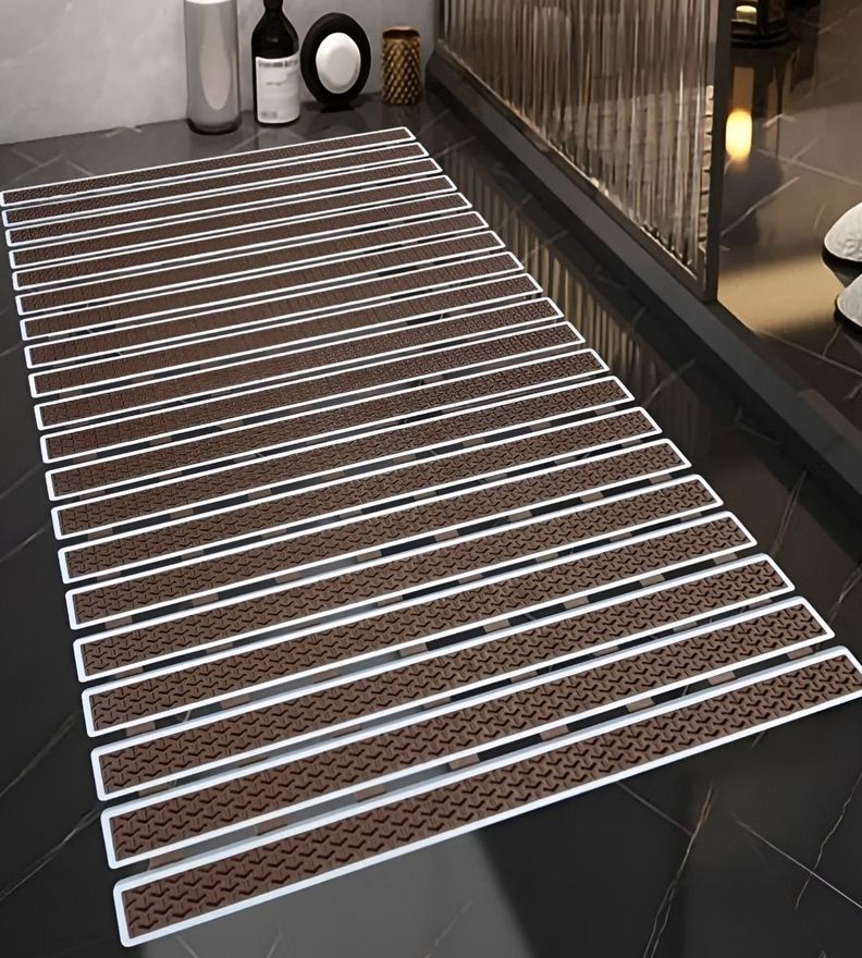 Alfombra Baño Ducha Plegable Antideslizante Marrón Jhn-3