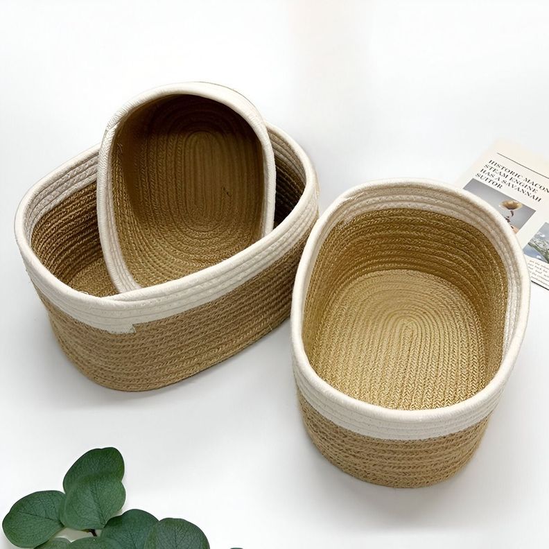 Set de 3 Cestas Tejidas Cuerda Algodón Decorativas Jhn-7