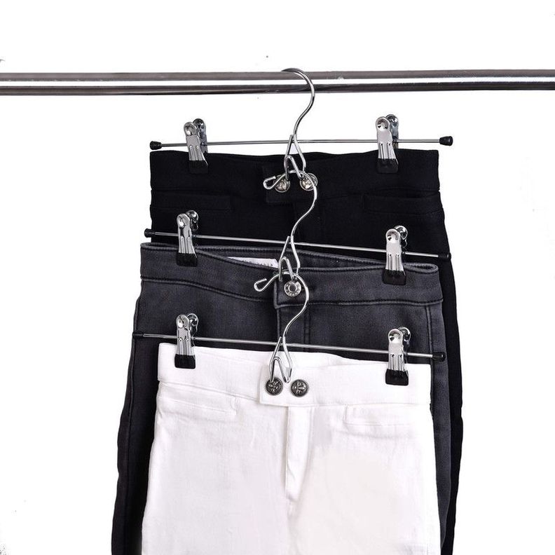 Set 10 Perchas Clip Falda Pantalones Cinturones Corbatas Lau-8