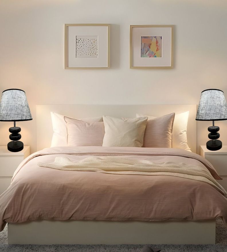 Lámpara Velador Mesa Ébano Decorativa Moderna Negra Jhn-6
