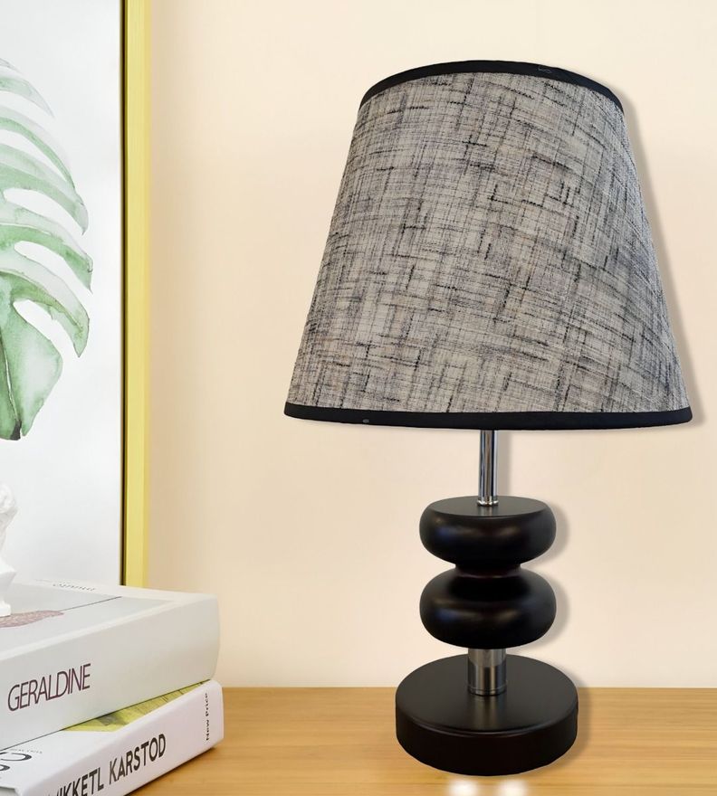 Lámpara Velador Mesa Ébano Decorativa Moderna Negra Jhn-7