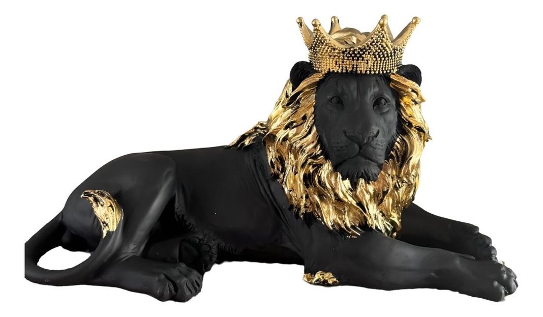 Figura León Acostado Estatua Coleccionable Decoración Jhn-1