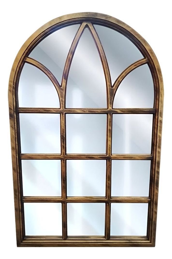 Espejo Decorativo Dorado Envejecido Ventana Catedral Jhn-0