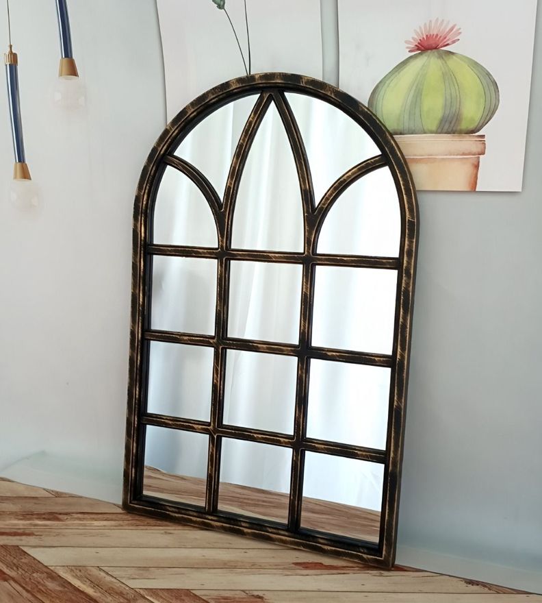 Espejo Decorativo Dorado Envejecido Ventana Catedral Jhn-4