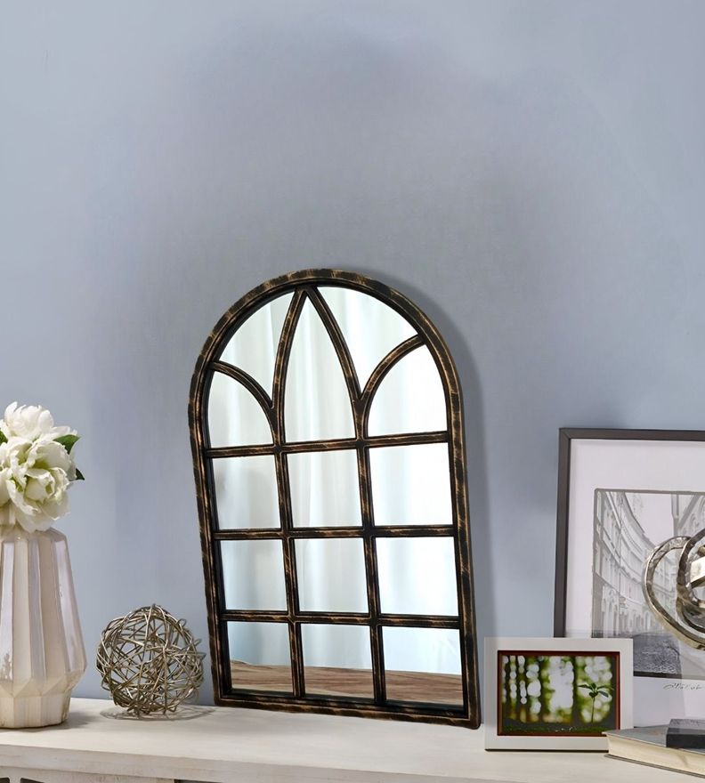 Espejo Decorativo Dorado Envejecido Ventana Catedral Jhn-7