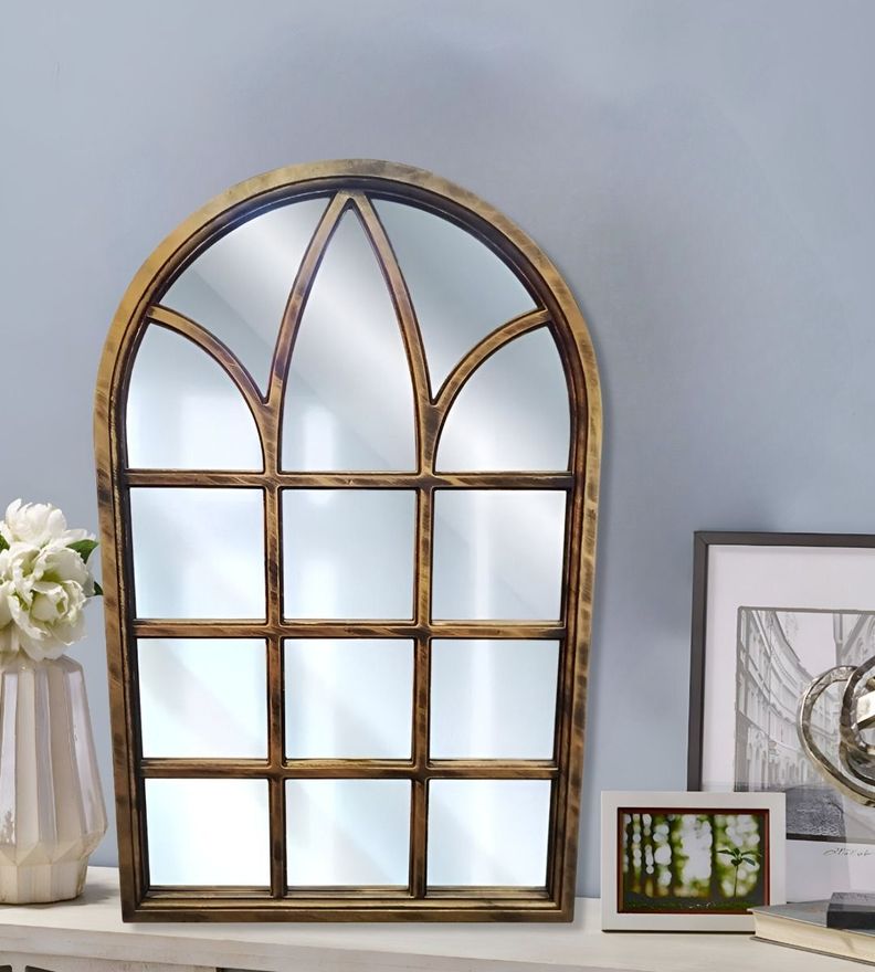 Espejo Decorativo Dorado Envejecido Ventana Catedral Jhn-8