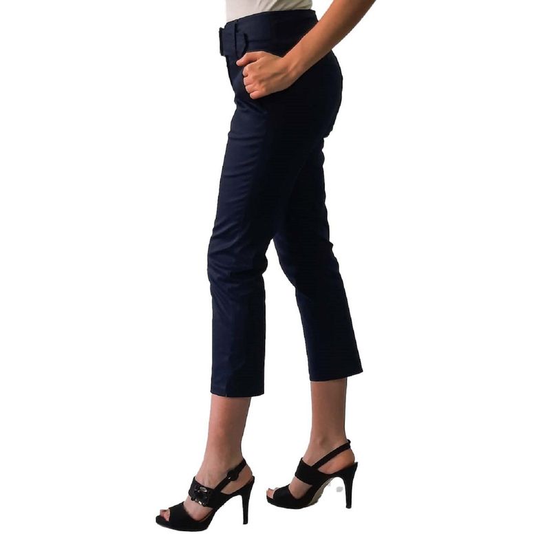 Pantalón Mujer Capri con cinturón en Gabardina Satín Spandex-1