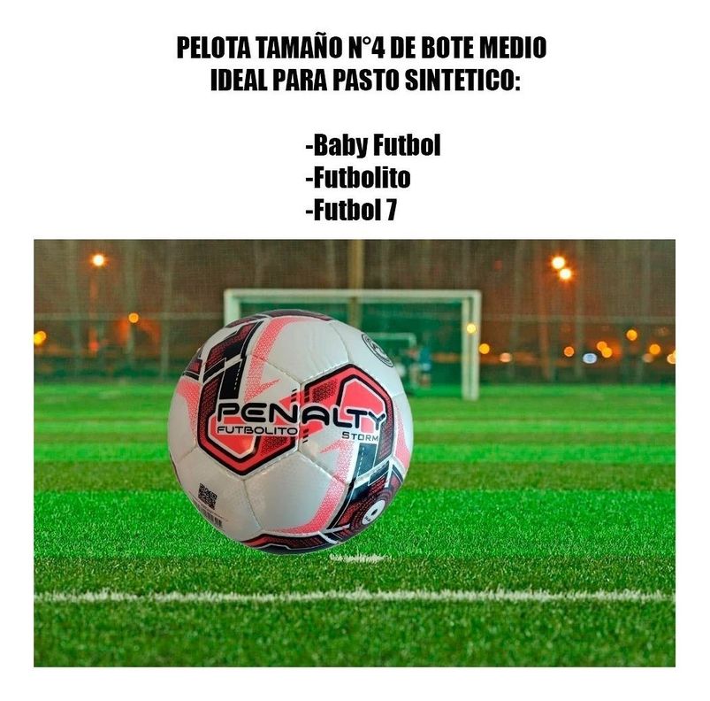 Balón de Futbolito / Baby Fútbol  Penalty Storm Bote Medio N° 4 blanco con rojo-3
