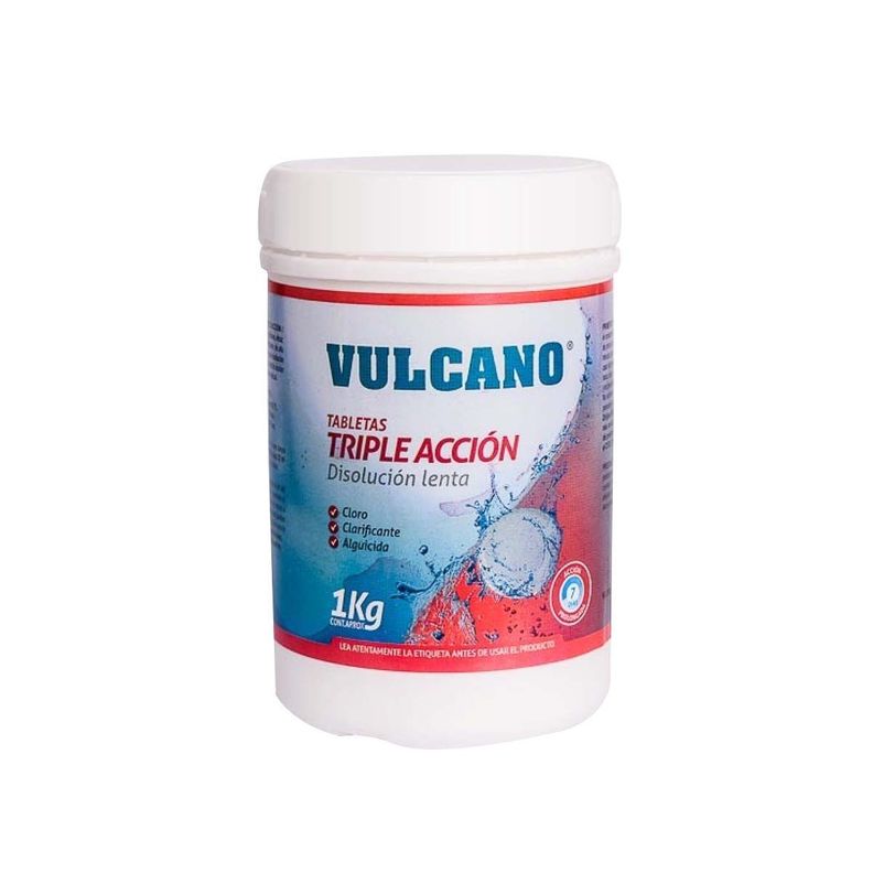 Cloro En Tabletas Triple Acción Para Piscinas 1 Kg Vulcano-0
