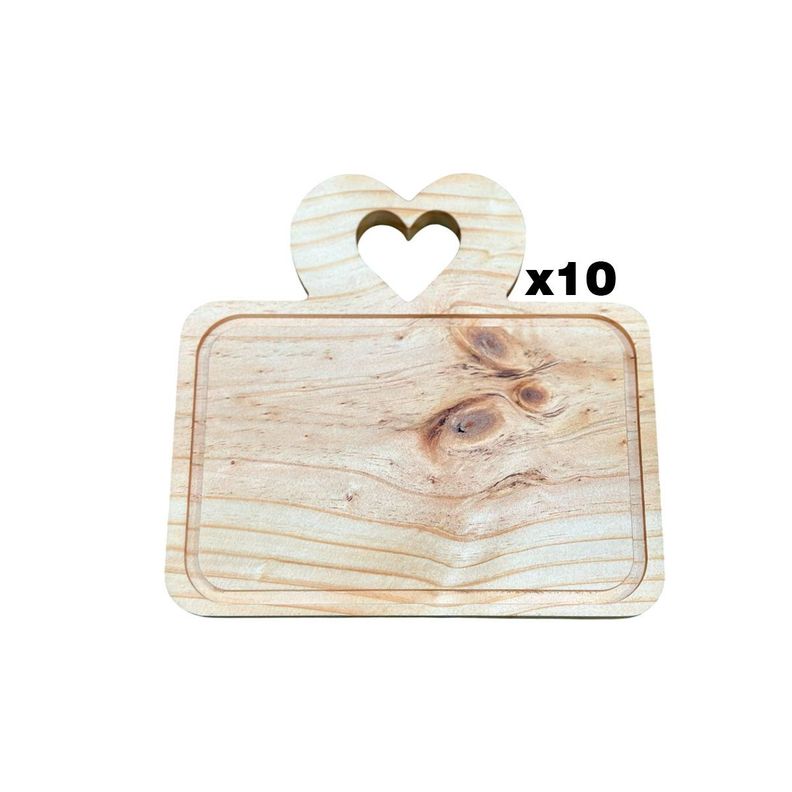 Pack De 10 Tabla De Picoteo, Cocktail Modelo 2 Corazon 22x21-0