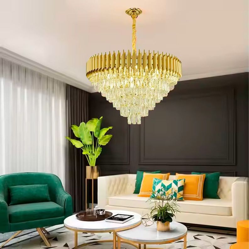 Lámpara colgante Grande de decoración clásico contemporáneo Dorado-2