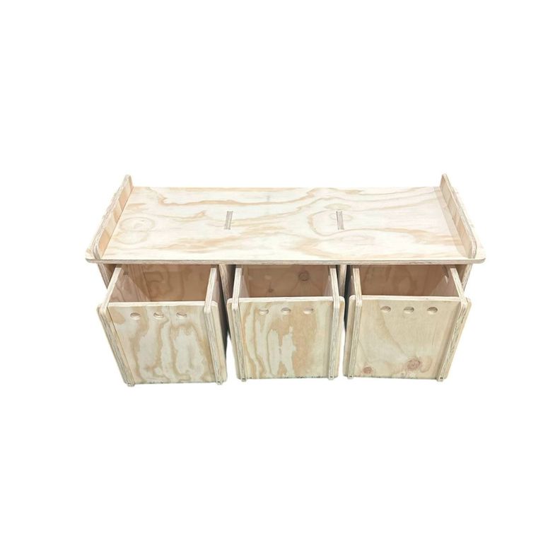 Organizador Montessori de Madera con Cajones con ruedas-3