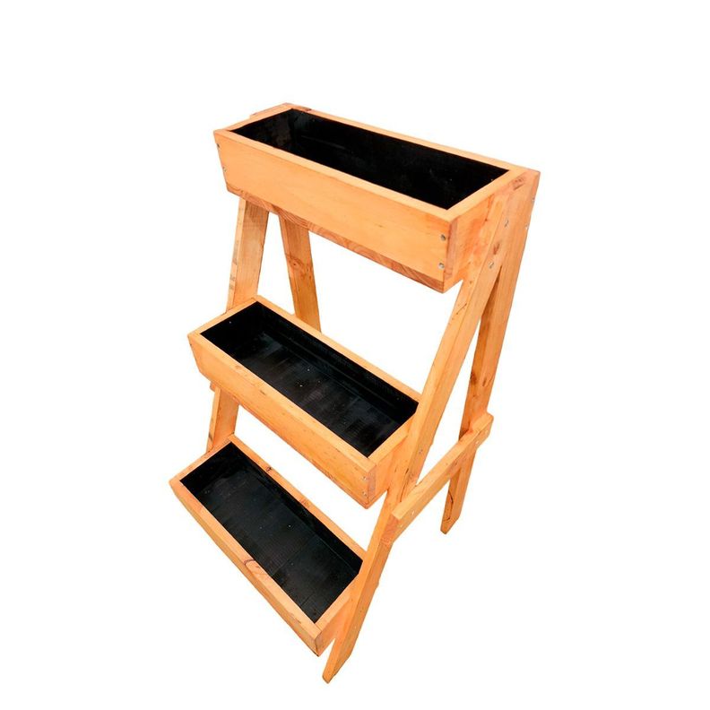 Jardinera o macetero en madera 3 niveles color Alerce 96x50x55-0
