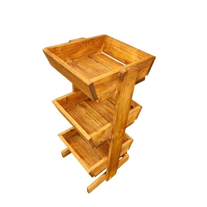 Verdulero - frutero de madera “3 bandejas” color roble 85x35x38.-0