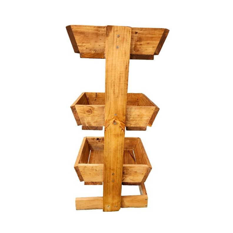 Verdulero - frutero de madera “3 bandejas” color roble 85x35x38.-1