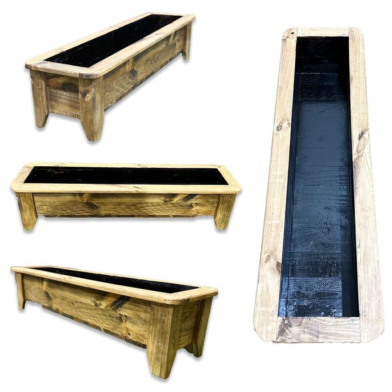 Macetero O Jardinera De Madera Color Roble 100x35x30-4