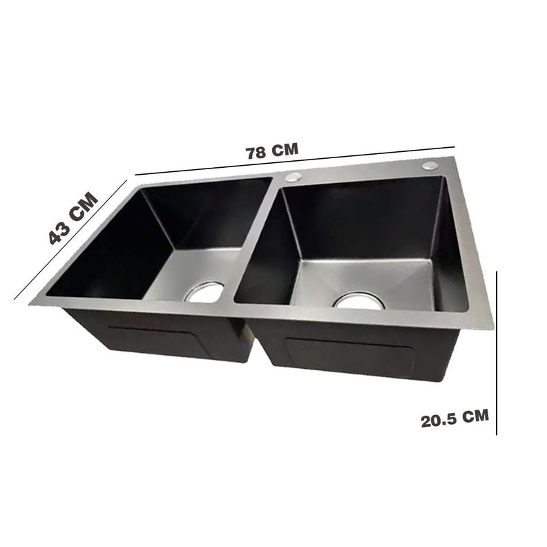 Lavaplatos Doble de Acero Inoxidable BLACK 78x43 cm-1