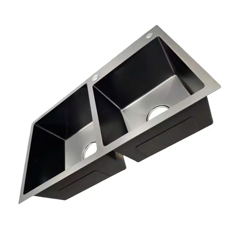 Lavaplatos Doble de Acero Inoxidable BLACK 78x43 cm-2