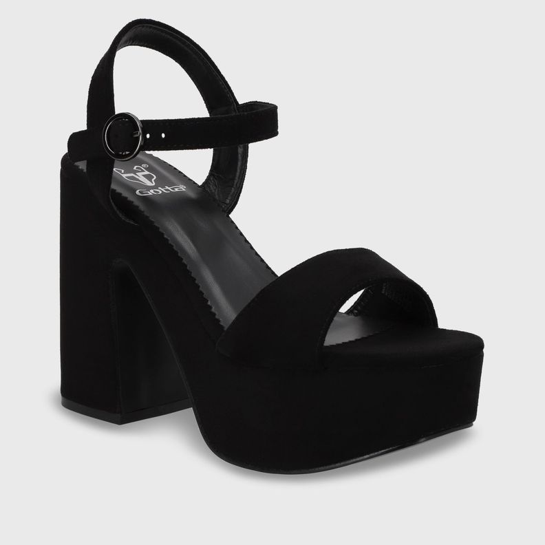 Sandalia Taco Negra  Mujer 45910 Gotta-3