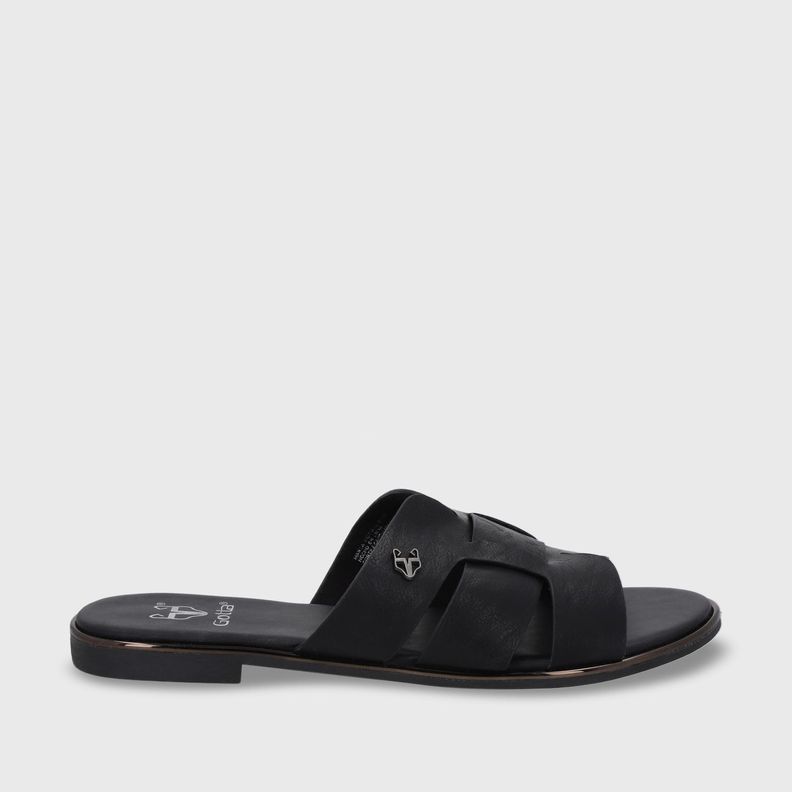 Sandalia Plano Negro Mujer 55210 Gotta-0