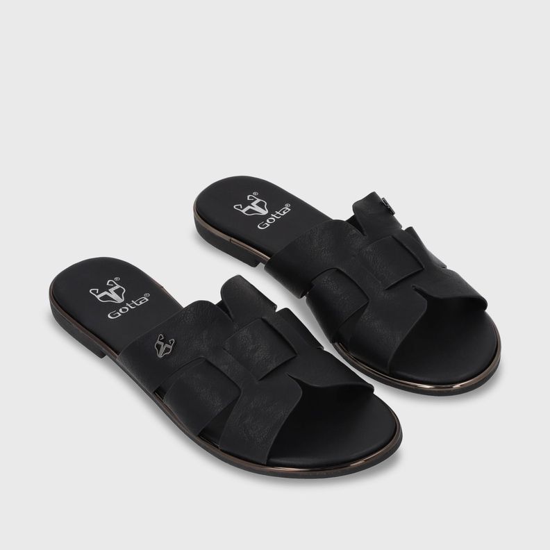 Sandalia Plano Negro Mujer 55210 Gotta-2