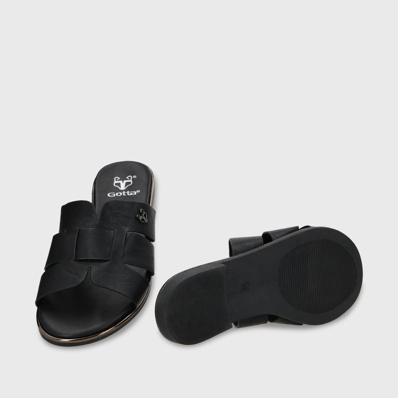 Sandalia Plano Negro Mujer 55210 Gotta-6