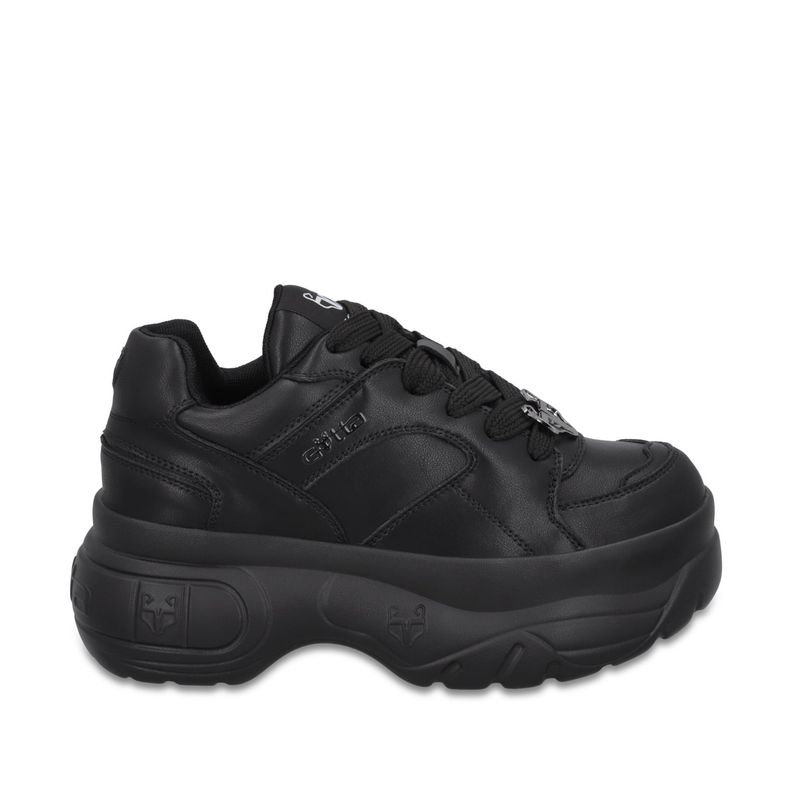 Zapatilla Plataforma Cuero Negra Mujer 9724A23 Gotta Negro 35