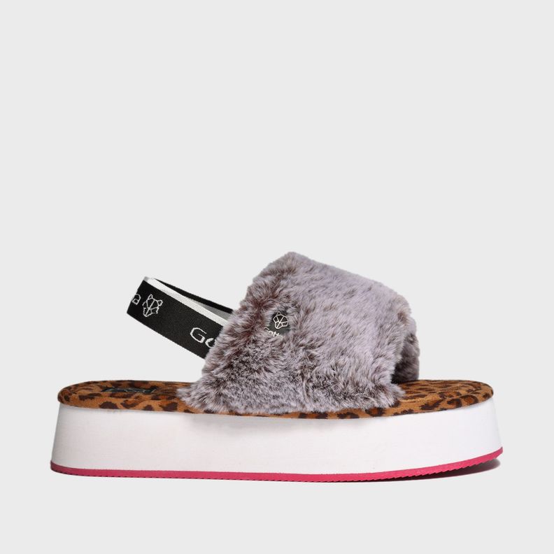Slipper Gris Animal Print Mujer 15313 Gotta-0