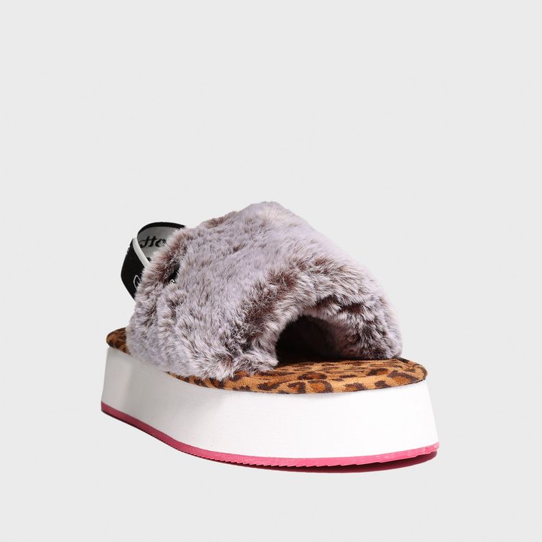 Slipper Gris Animal Print Mujer 15313 Gotta-1