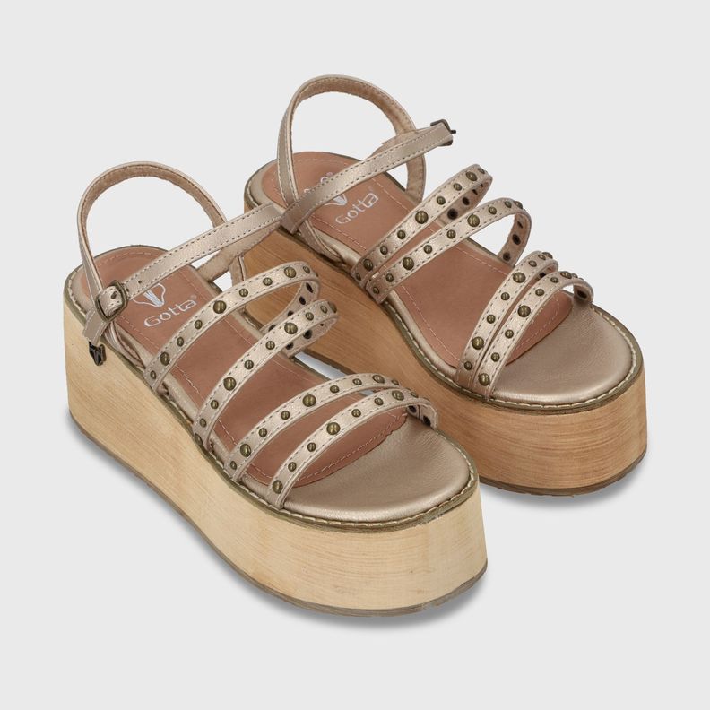 Sandalia Plataforma Dorada Mujer 15629 Gotta-2