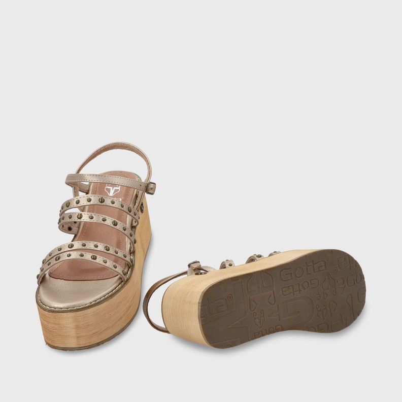 Sandalia Plataforma Dorada Mujer 15629 Gotta-6