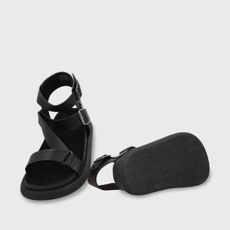 Sandalia Plano Negro Mujer 53702 Gotta-6