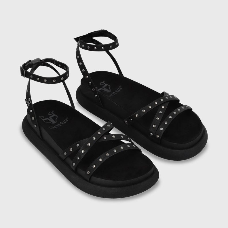Sandalia Plano Negro Mujer 53703 Gotta-2