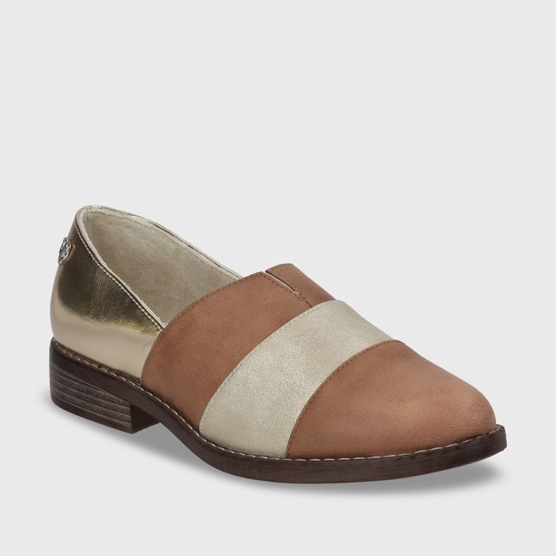 zapato Plano Beige Oro Mujer 17562 Gotta-1
