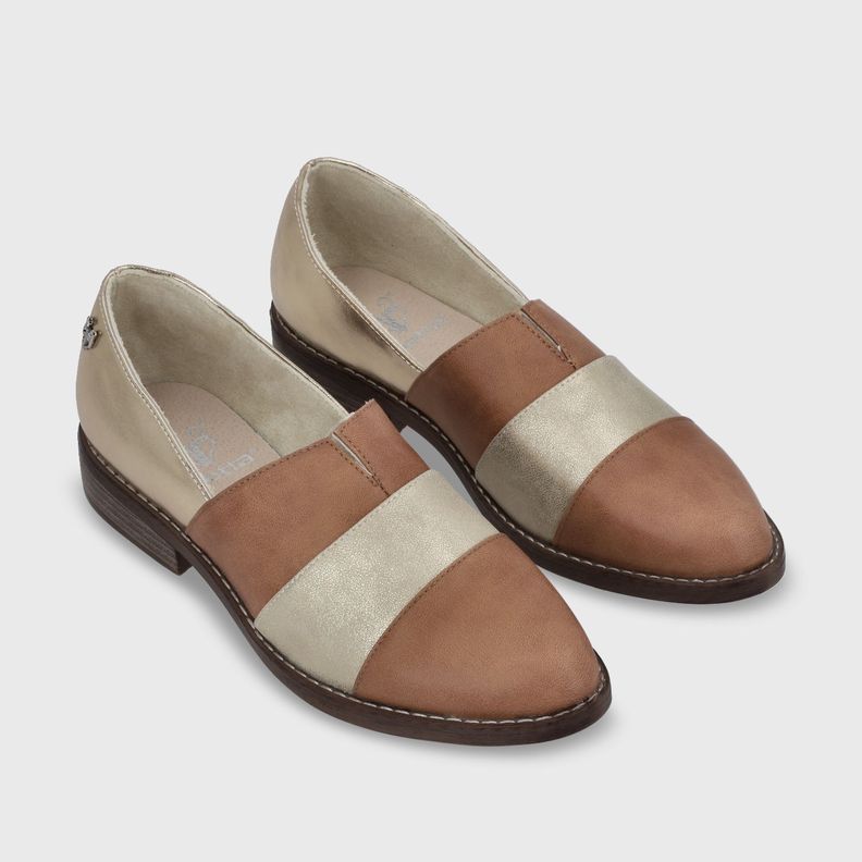 zapato Plano Beige Oro Mujer 17562 Gotta-2