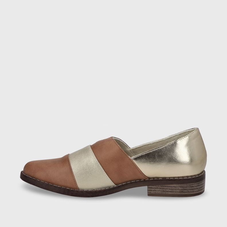 zapato Plano Beige Oro Mujer 17562 Gotta-3