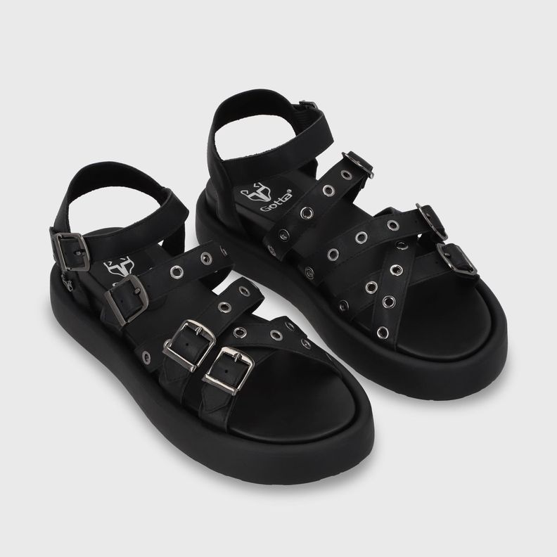Sandalia Plana Negra Mujer 55950 Gotta-2