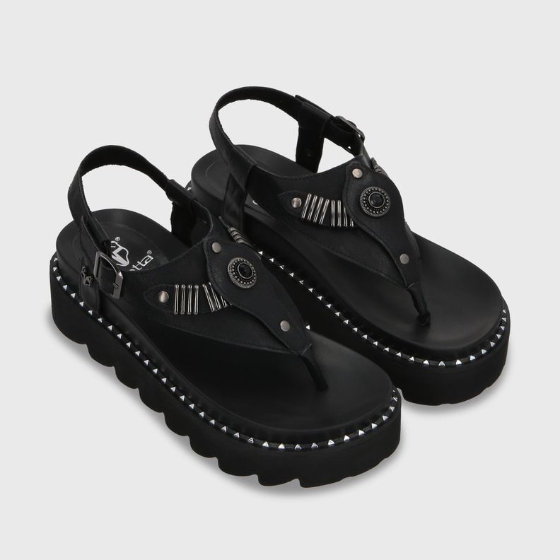 Sandalia Plana Negra Mujer 1573F Gotta-2